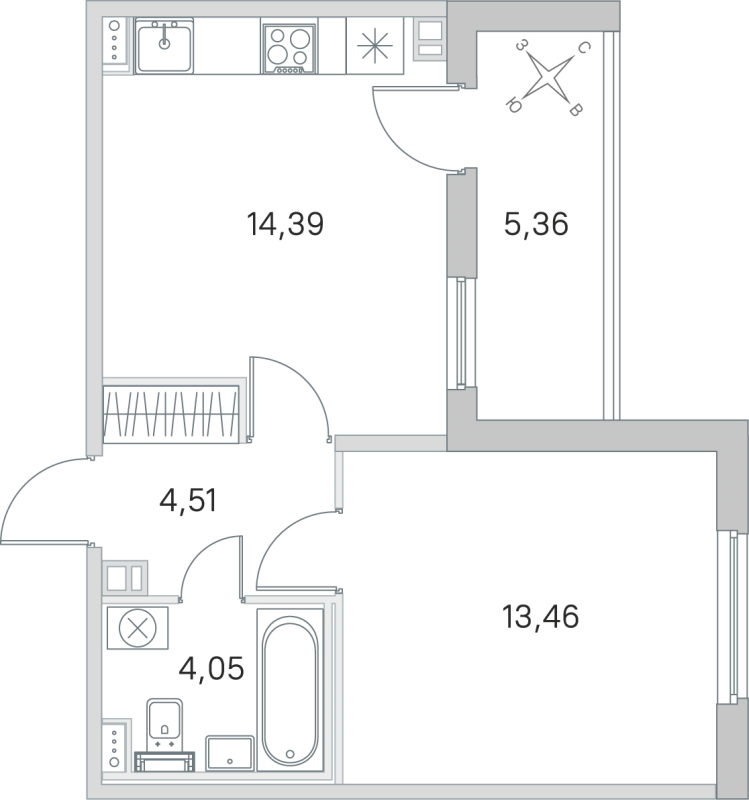 1 ккв 36,4 м²