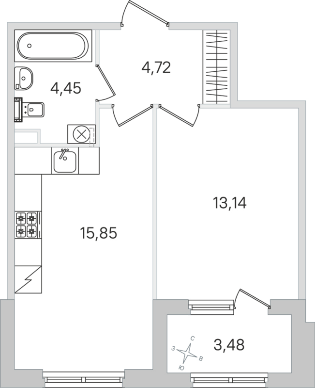 2 ккв (Евро) 38,2 м²