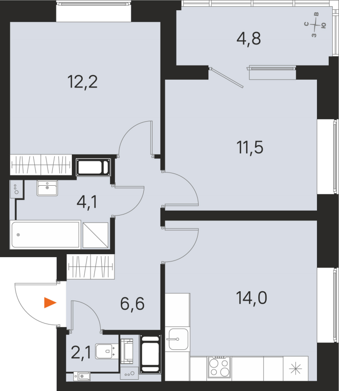 2 ккв 50,5 м²