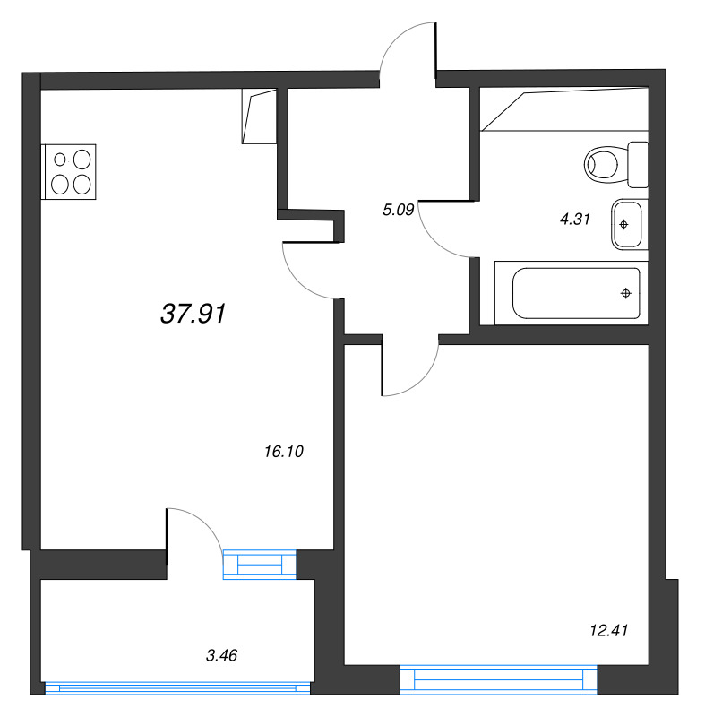 2 ккв (Евро) 37,9 м²