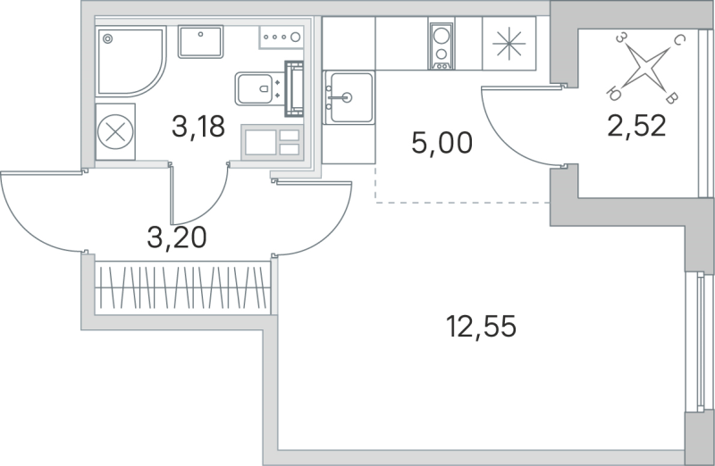 Студия 23,9 м²