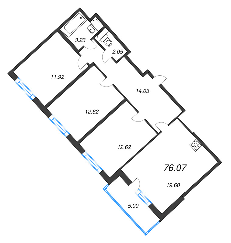 4 ккв (Евро) 76,1 м²