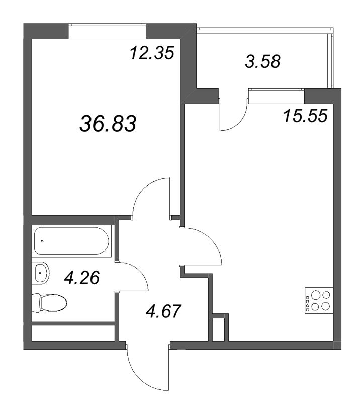 2 ккв (Евро) 36,8 м²