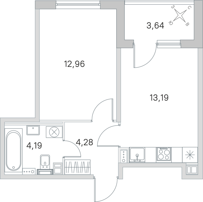 1 ккв 34,6 м²
