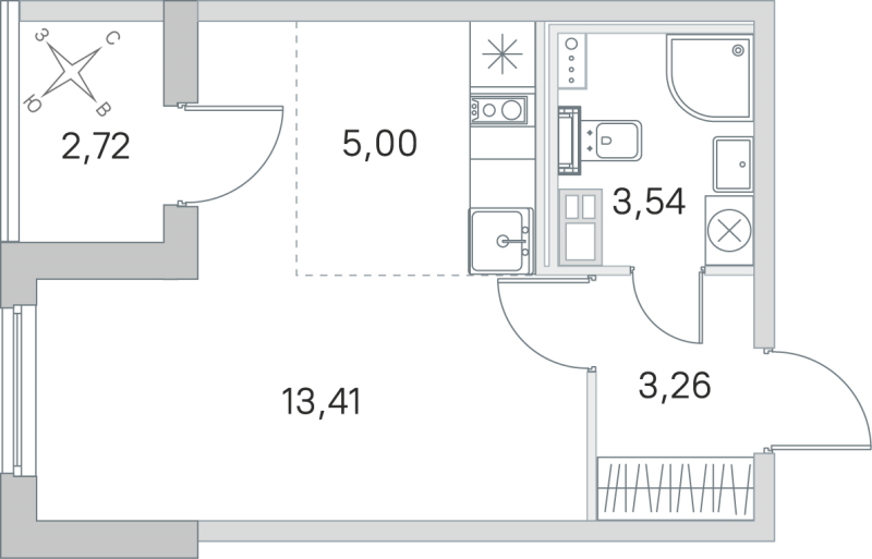Студия 25,2 м²