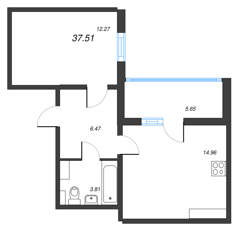 1 ккв 37,5 м²
