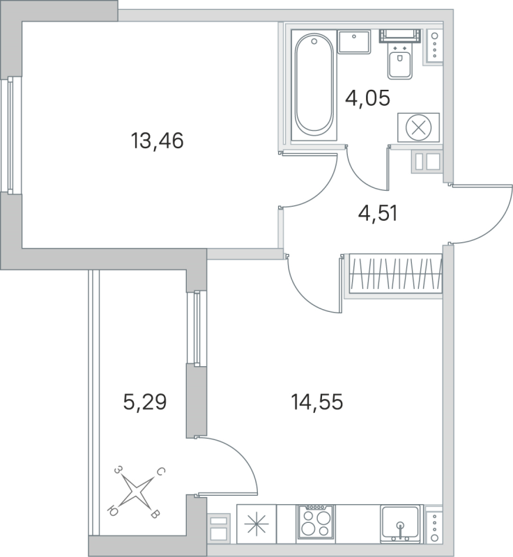 1 ккв 36,6 м²