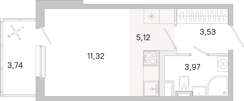 Студия 23,9 м²