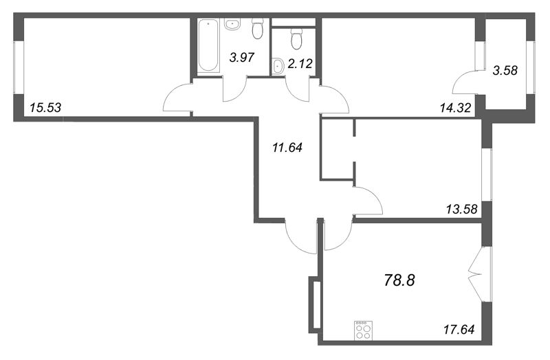 4 ккв (Евро) 78,8 м²