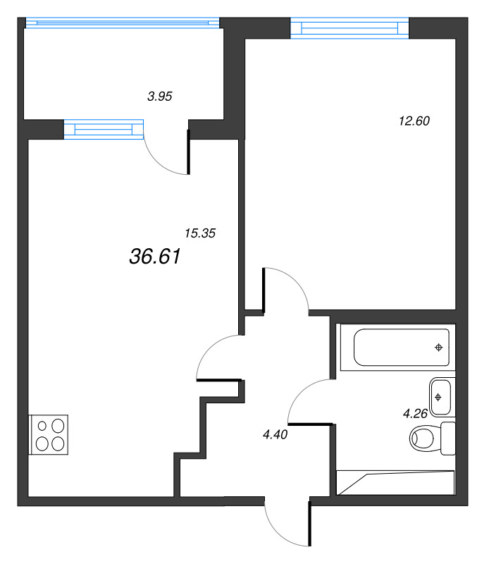 2 ккв (Евро) 36,6 м²