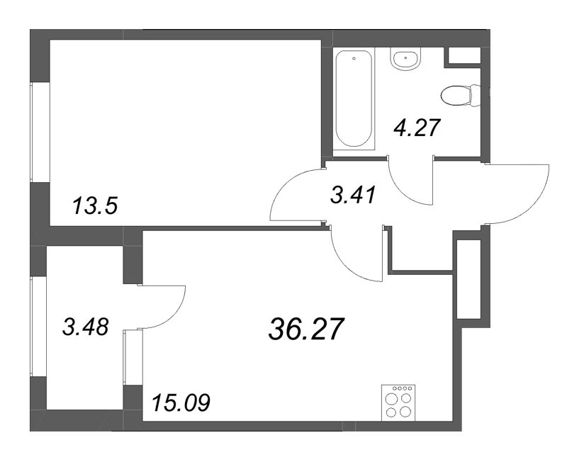2 ккв (Евро) 36,3 м²