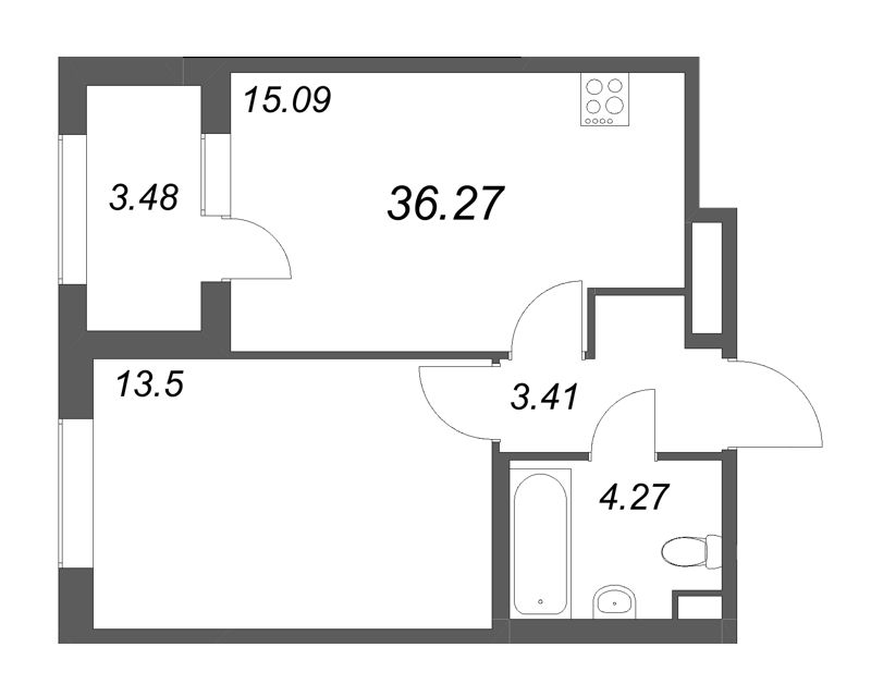 2 ккв (Евро) 36,3 м²