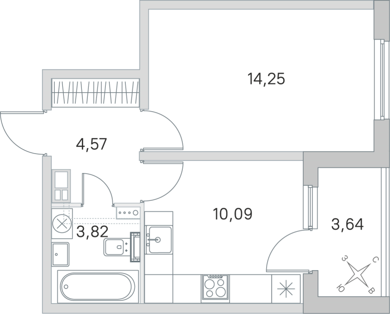 1 ккв 32,7 м²