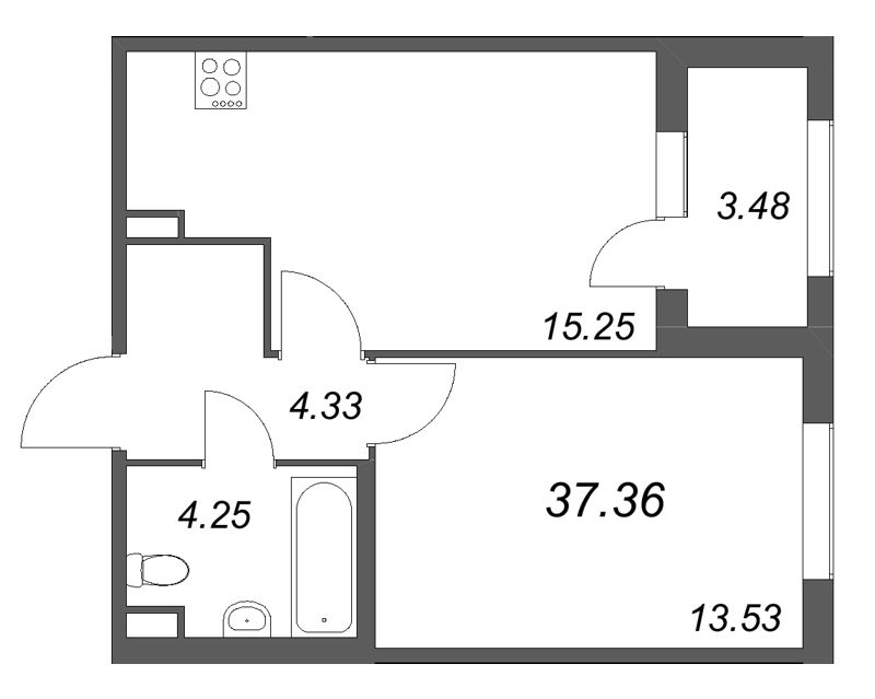2 ккв (Евро) 37,4 м²