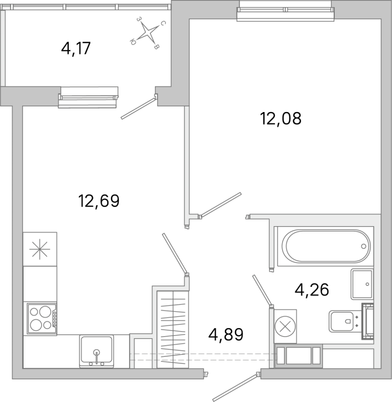 1 ккв 33,9 м²