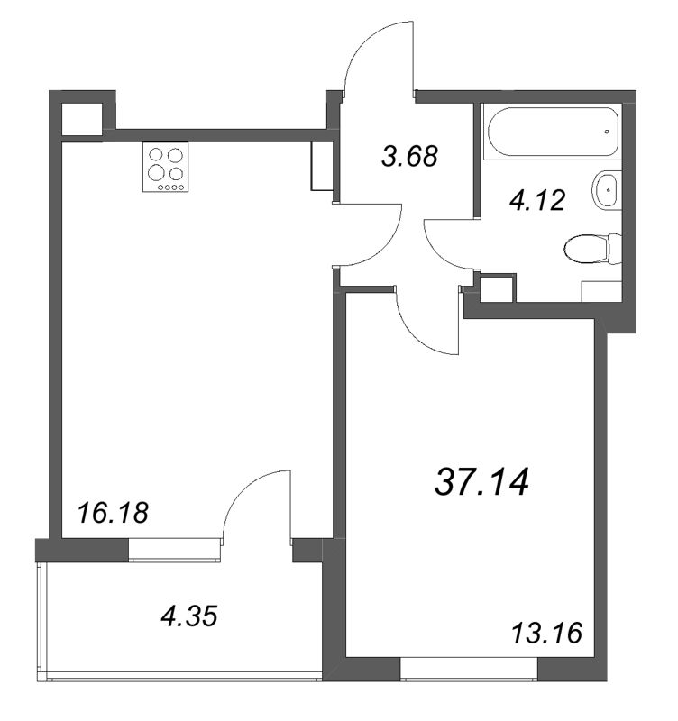 2 ккв (Евро) 37,1 м²