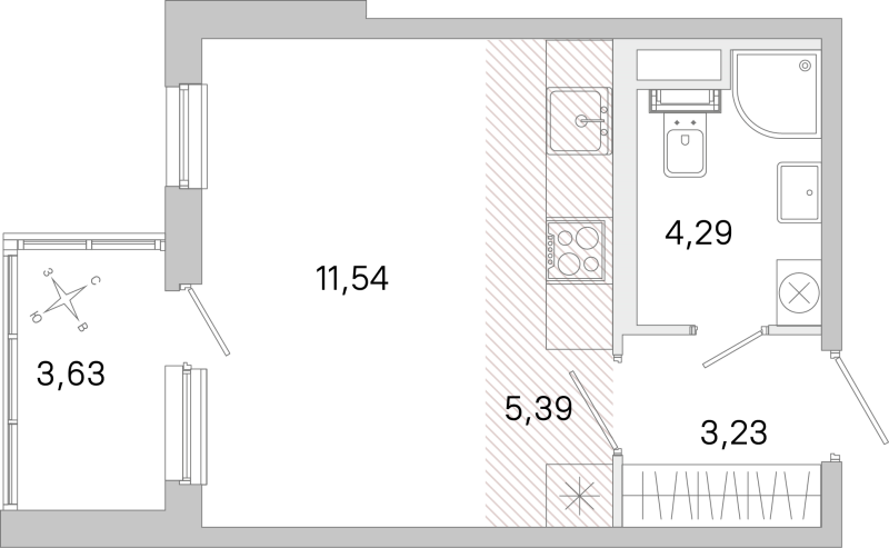 Студия 24,5 м²
