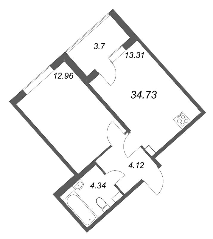 1 ккв 34,7 м²