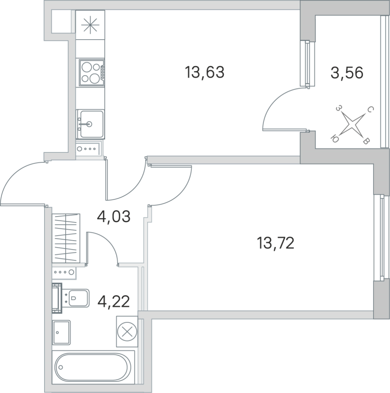 1 ккв 35,6 м²