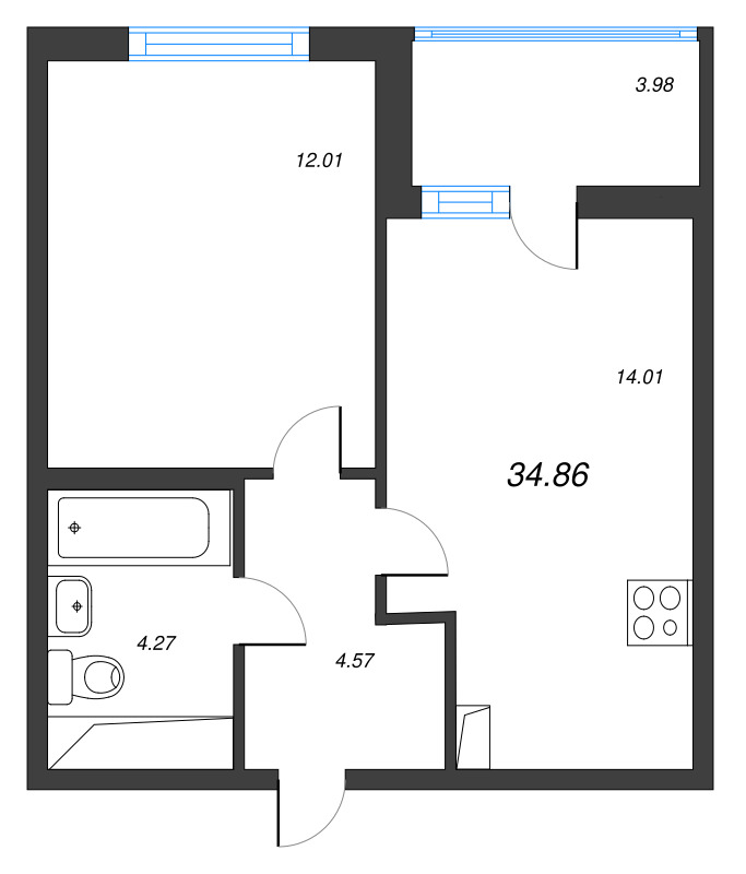 1 ккв 34,9 м²