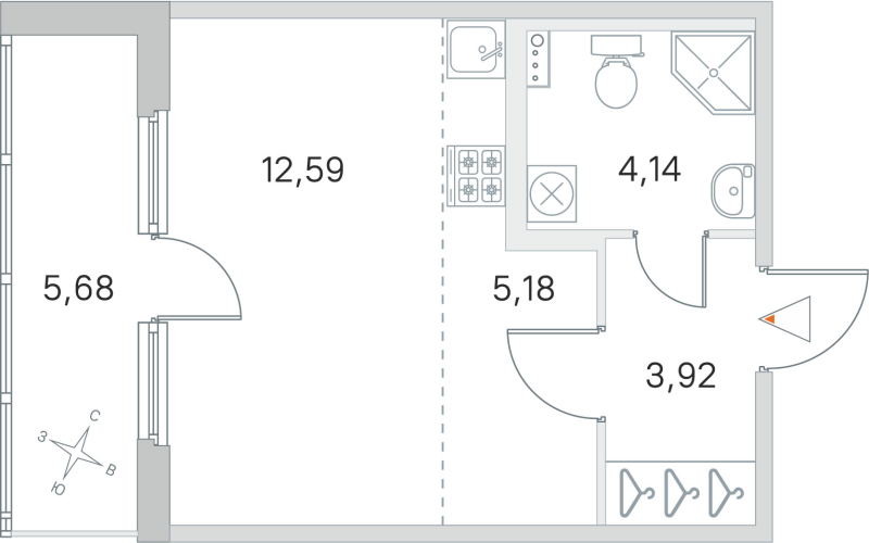 Студия 25,8 м²