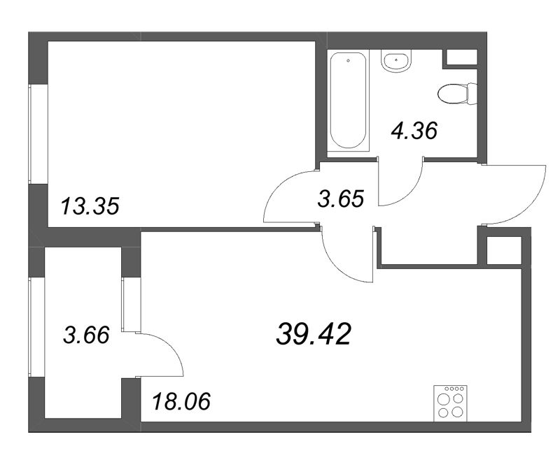 2 ккв (Евро) 39,4 м²