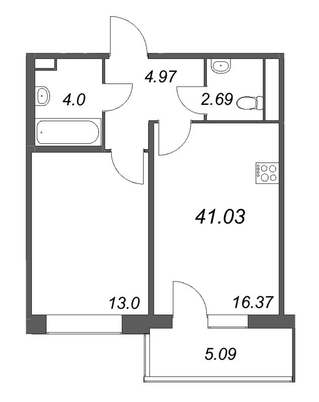 2 ккв (Евро) 41 м²