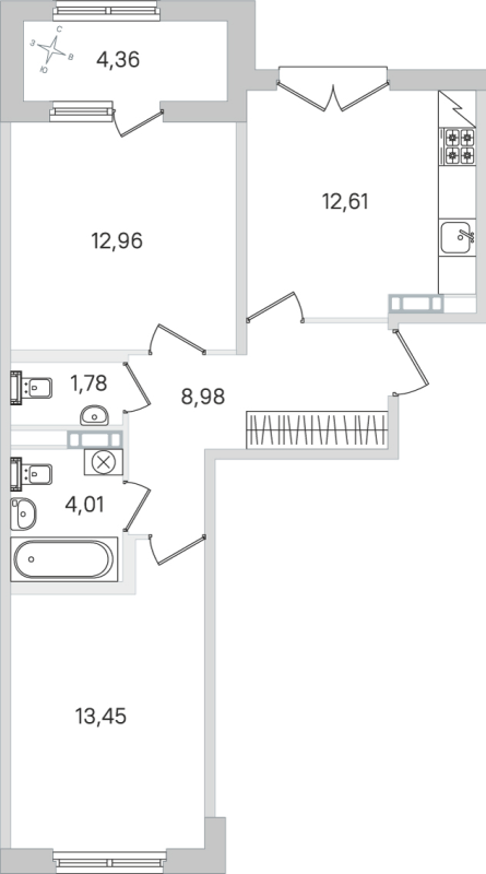 2 ккв 53,8 м²