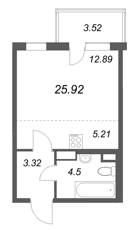 Студия 25,9 м²