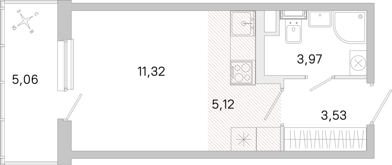 Студия 23,9 м²