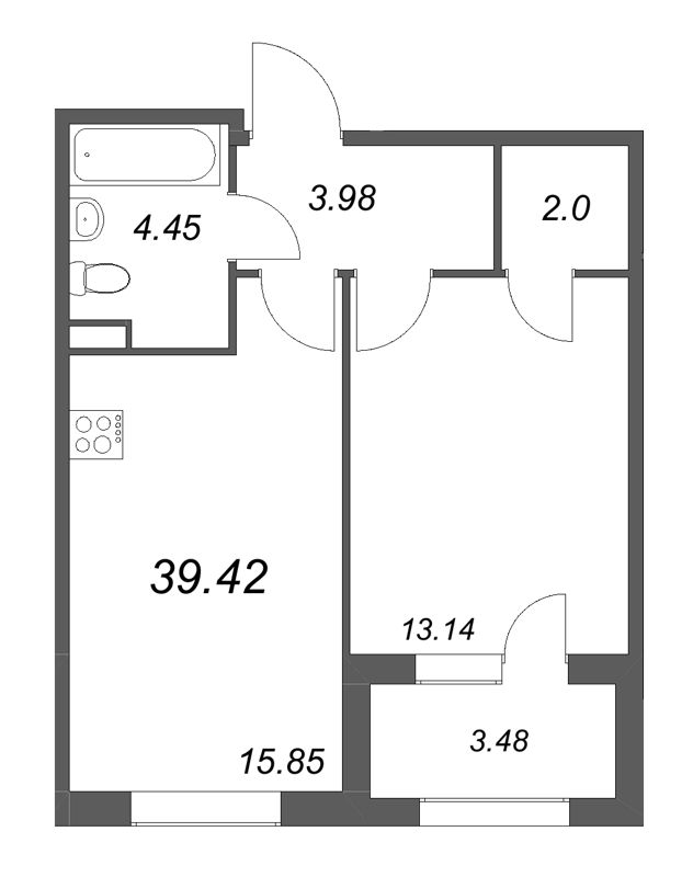 2 ккв (Евро) 39,4 м²
