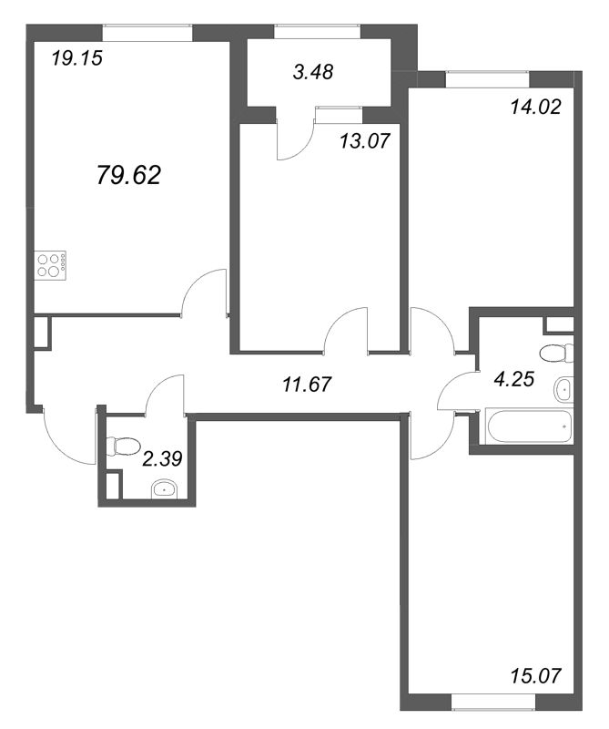 4 ккв (Евро) 79,6 м²