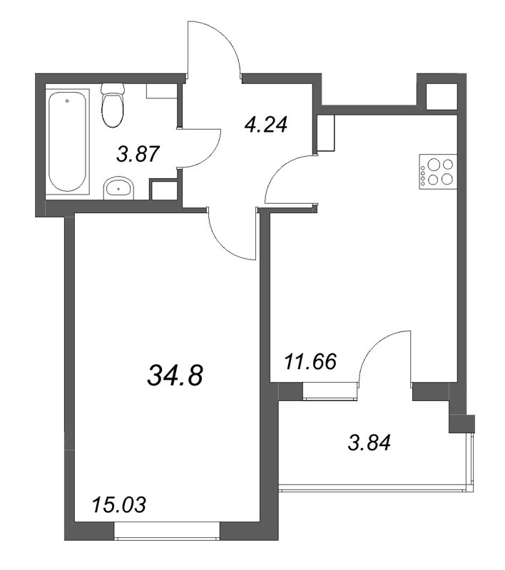 1 ккв 34,8 м²