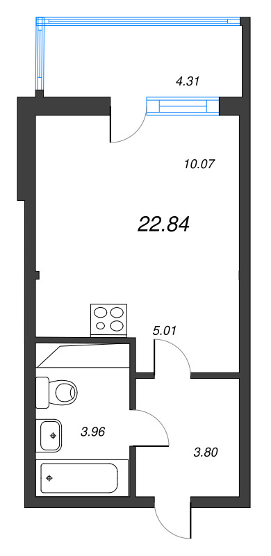 Студия 22,8 м²