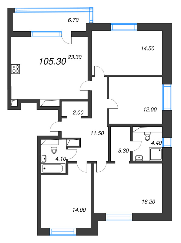5 ккв (Евро) 105,3 м²