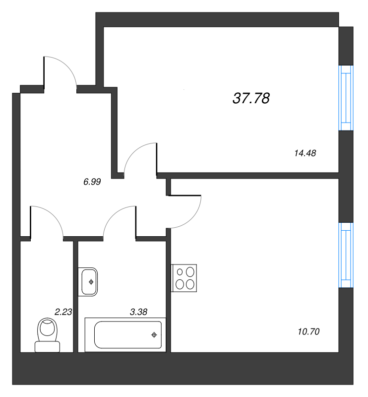 1 ккв 37,8 м²