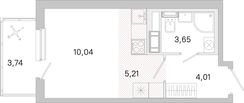 Студия 22,9 м²