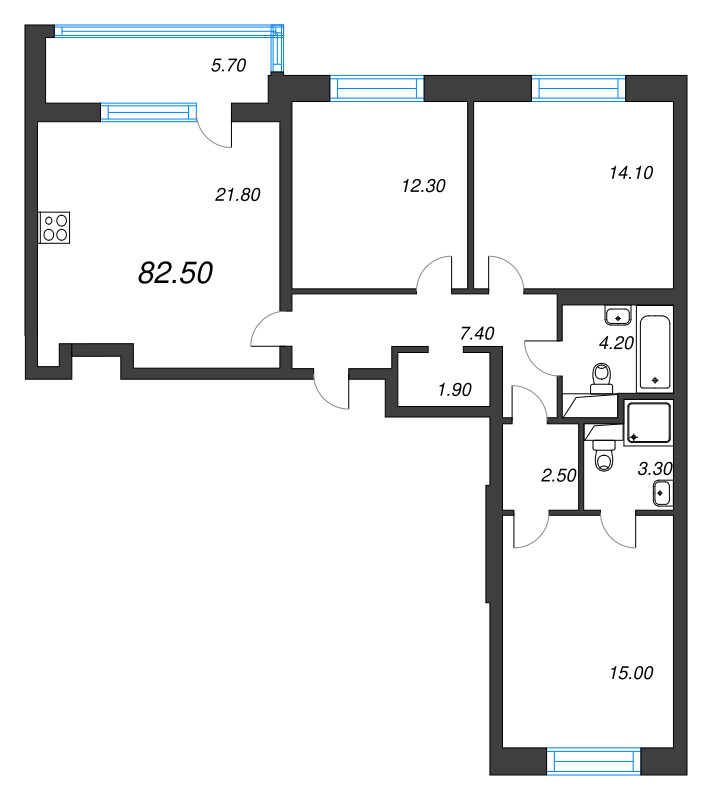 4 ккв (Евро) 82,5 м²