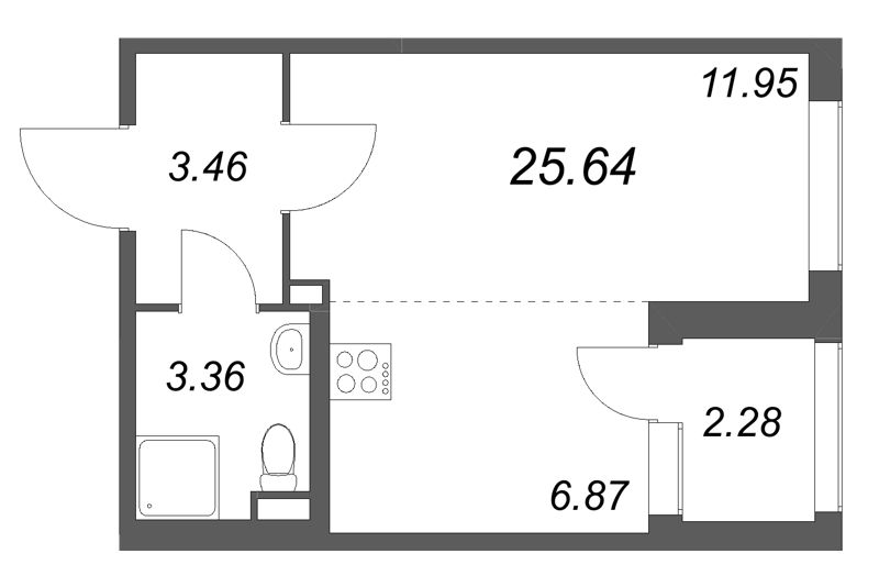 Студия 25,6 м²