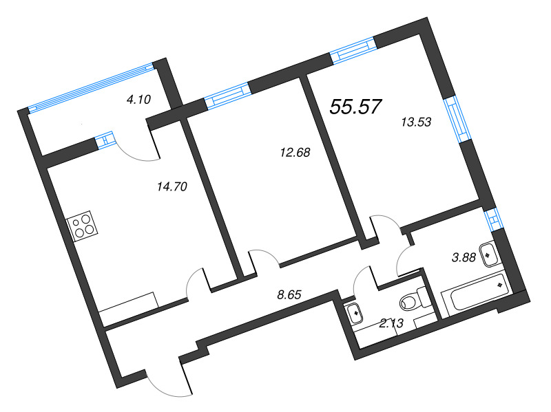 2 ккв 55,6 м²