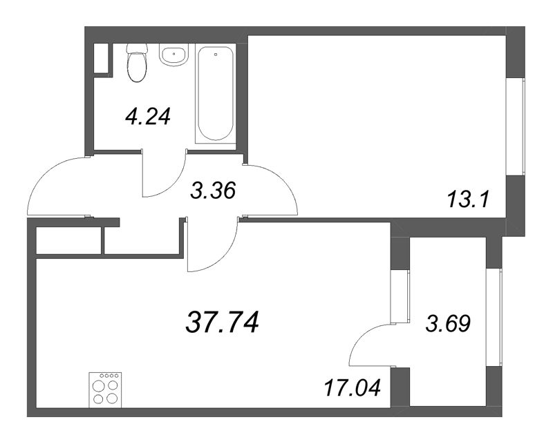 2 ккв (Евро) 37,7 м²