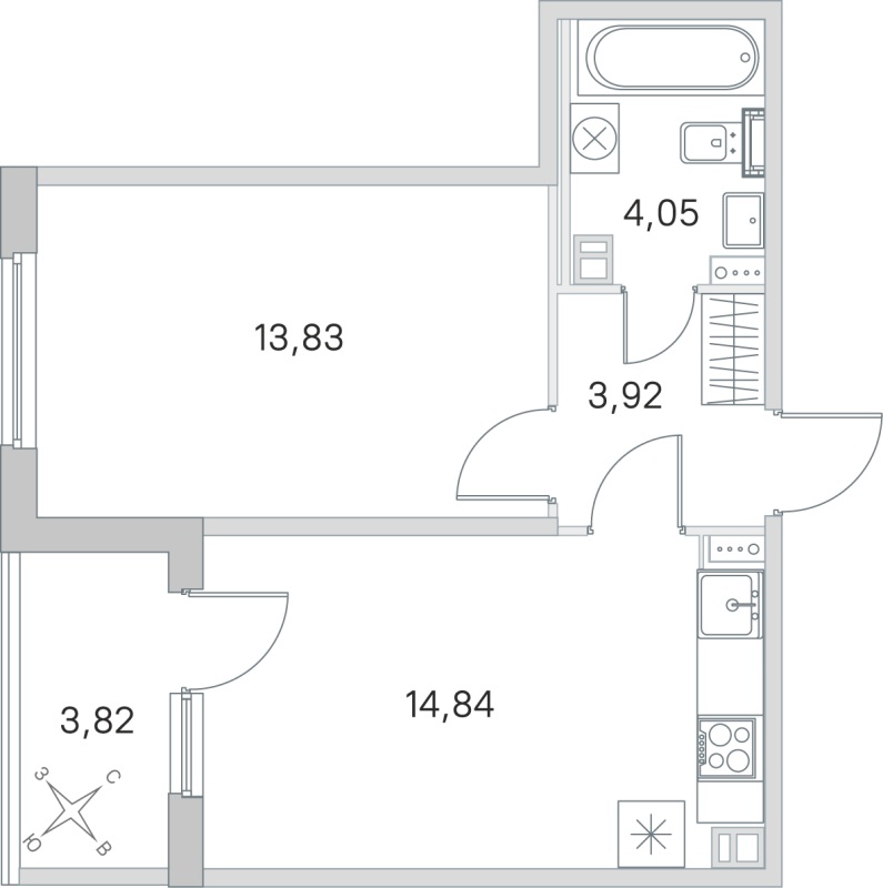 1 ккв 36,6 м²