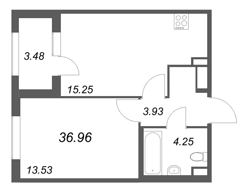 2 ккв (Евро) 37 м²