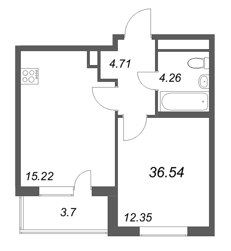 2 ккв (Евро) 36,5 м²