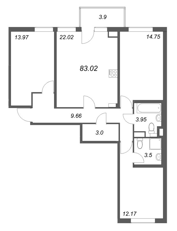 4 ккв (Евро) 83 м²