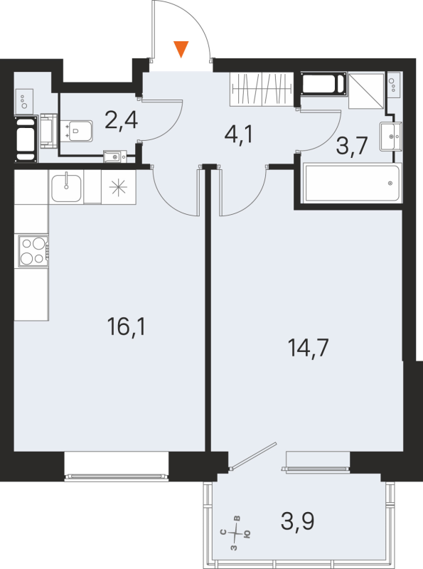 2 ккв (Евро) 41 м²