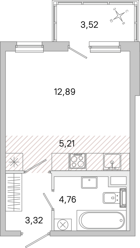 Студия 26,2 м²