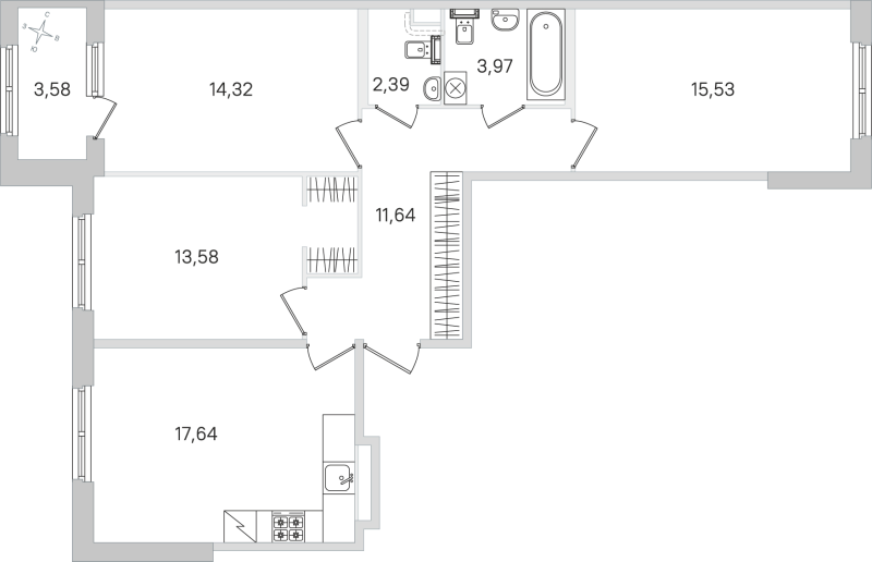 4 ккв (Евро) 79,1 м²