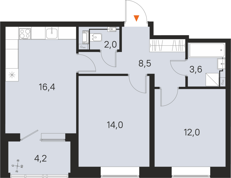 3 ккв (Евро) 56,5 м²