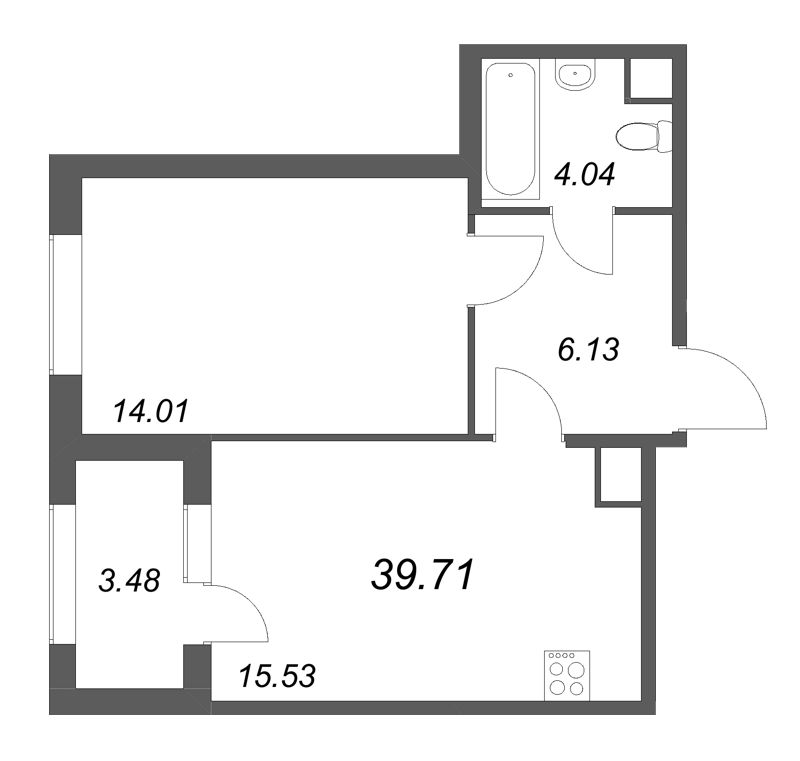 2 ккв (Евро) 39,7 м²